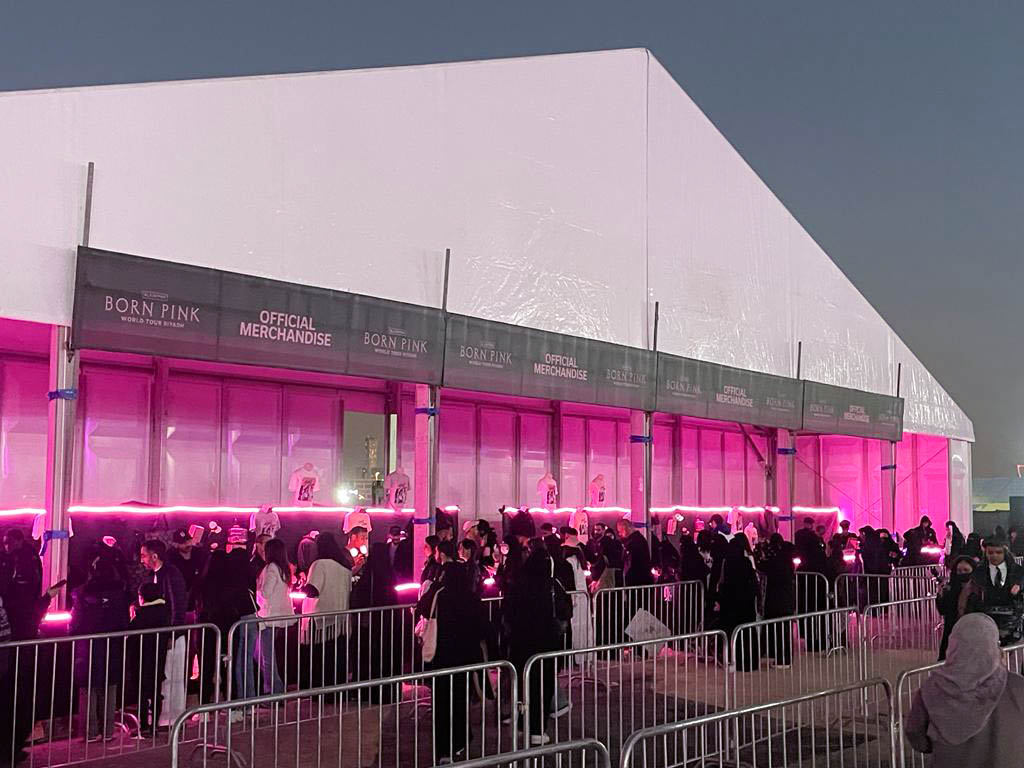 Fans queuing to get in the Blackpink pop-up shop.