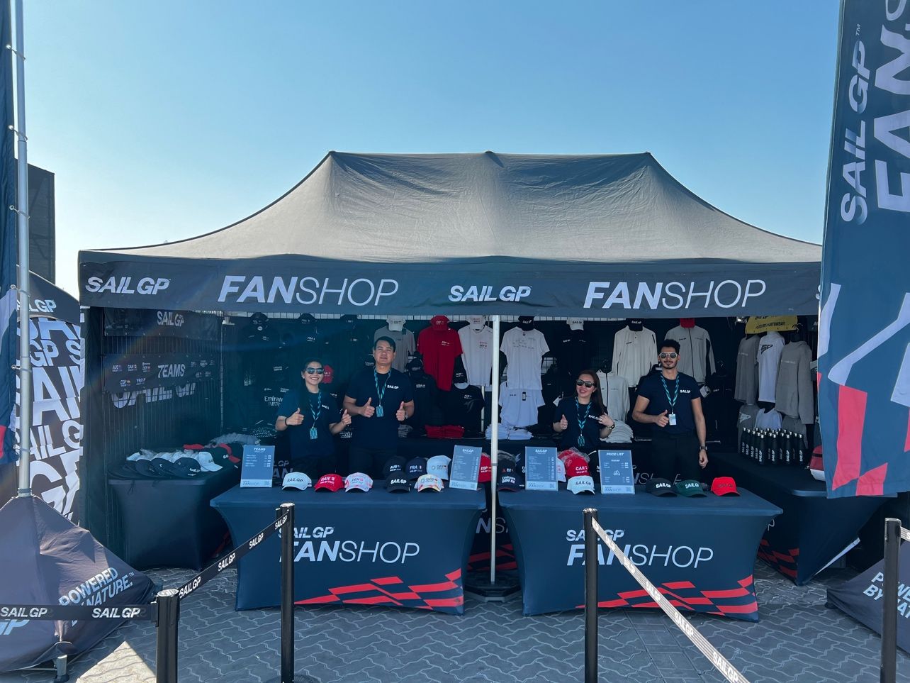 Merchandise stand at the 2023 Sail GP
