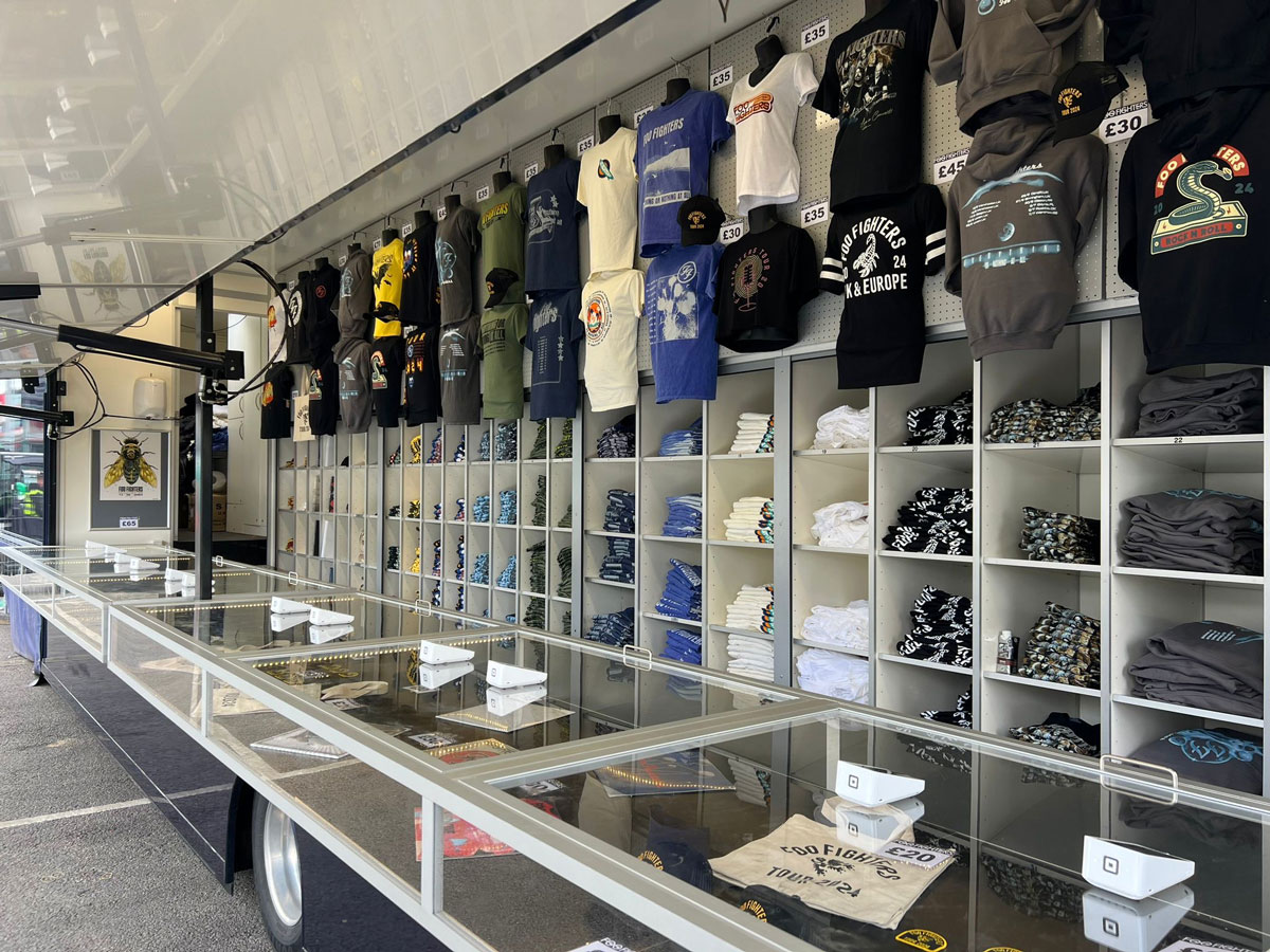 Shop counter of Foo Fighters merchandise