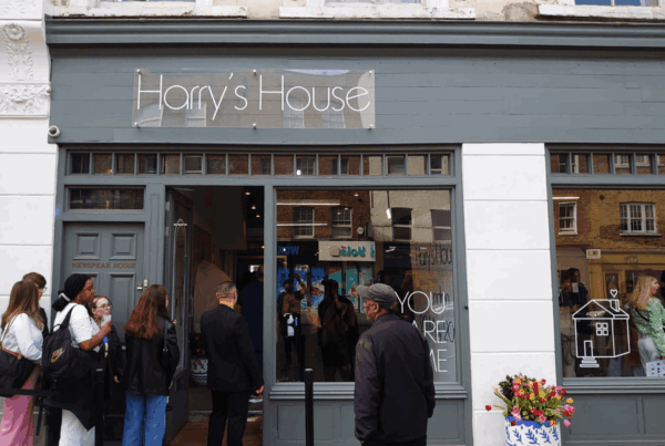 Harry's House external with queue forming outside the front door.