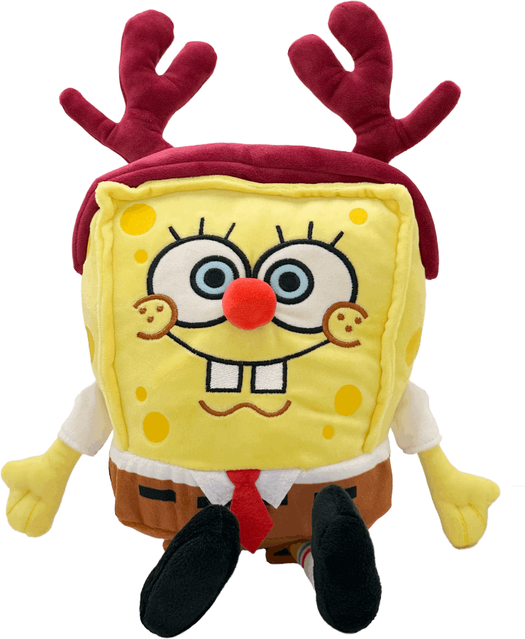 Spongebob with reindeer antlers plush